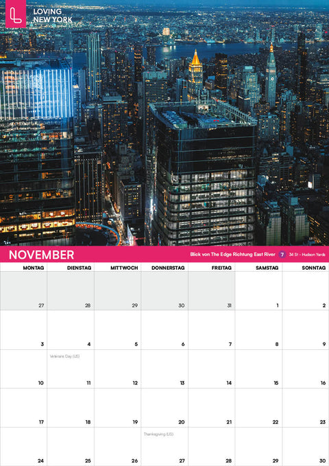 New York-Wandkalender 2025