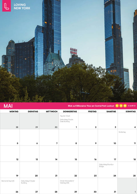 New York-Wandkalender 2025